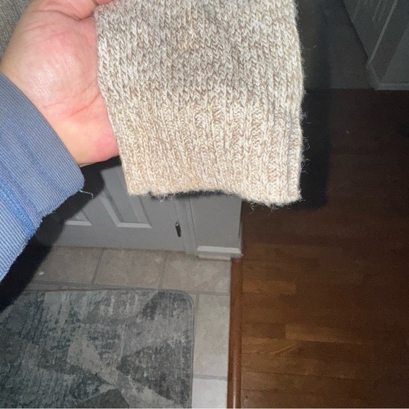 Covington Open Front Ruffle Cardigan Sweater Oatmeal Tan Beige Knit XL Preowned - Picture 12 of 14